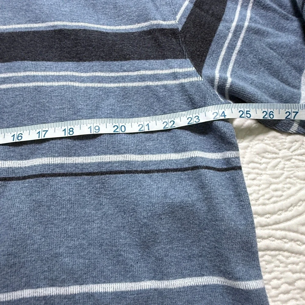 NATURALIFE Striped Crewneck Sweater Mens Large Light Blue Navy White Cotton Knit